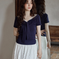 V-neck Navy Blue Dress SMS0025