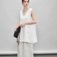 V-Neck Linen Sleeveless / Straight Linen Wide Pants TEO0012