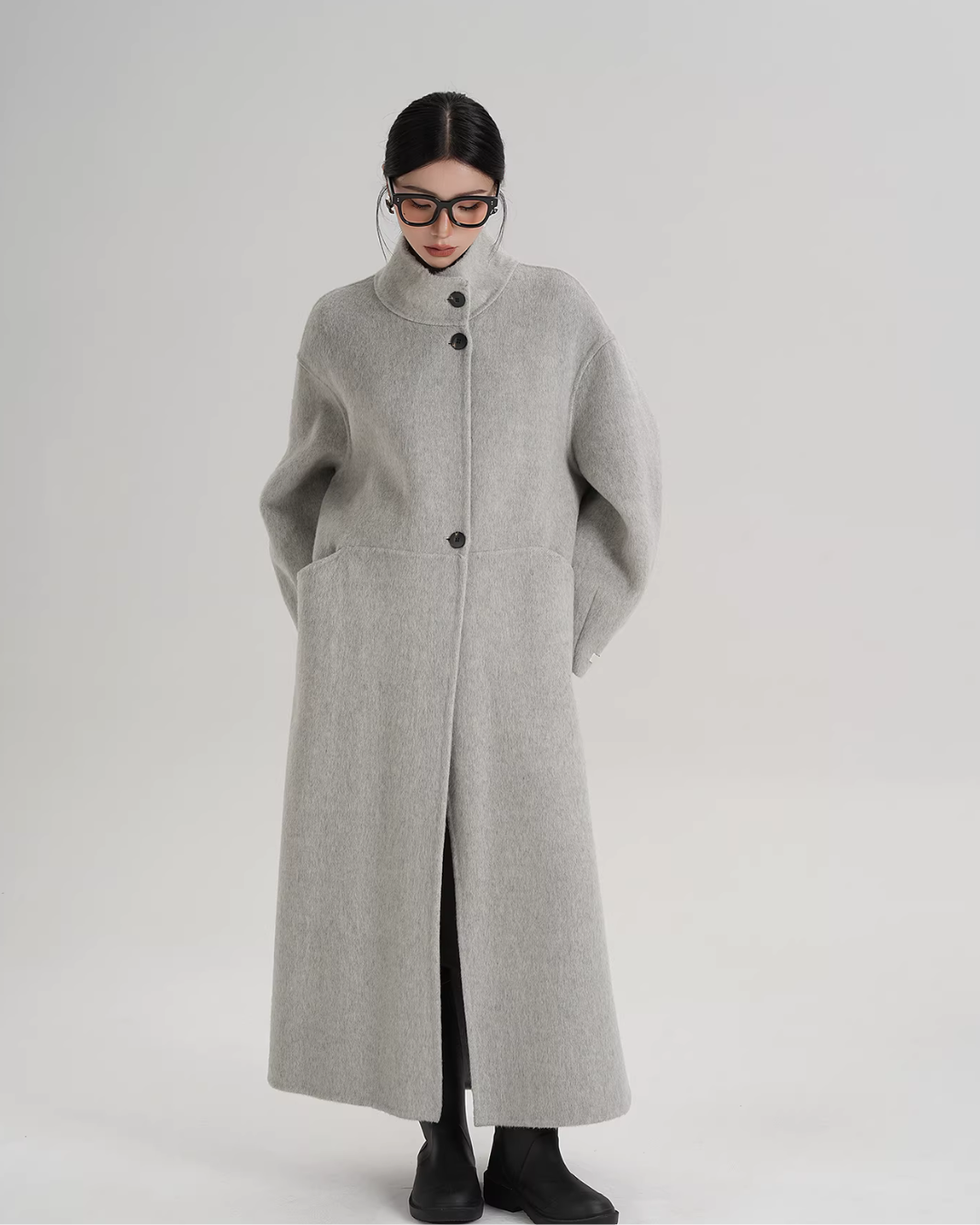 Mock Neck Long Coat SRS0413