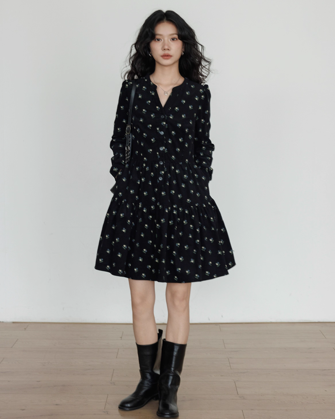 Small Floral Print Flare Dress VAS0163