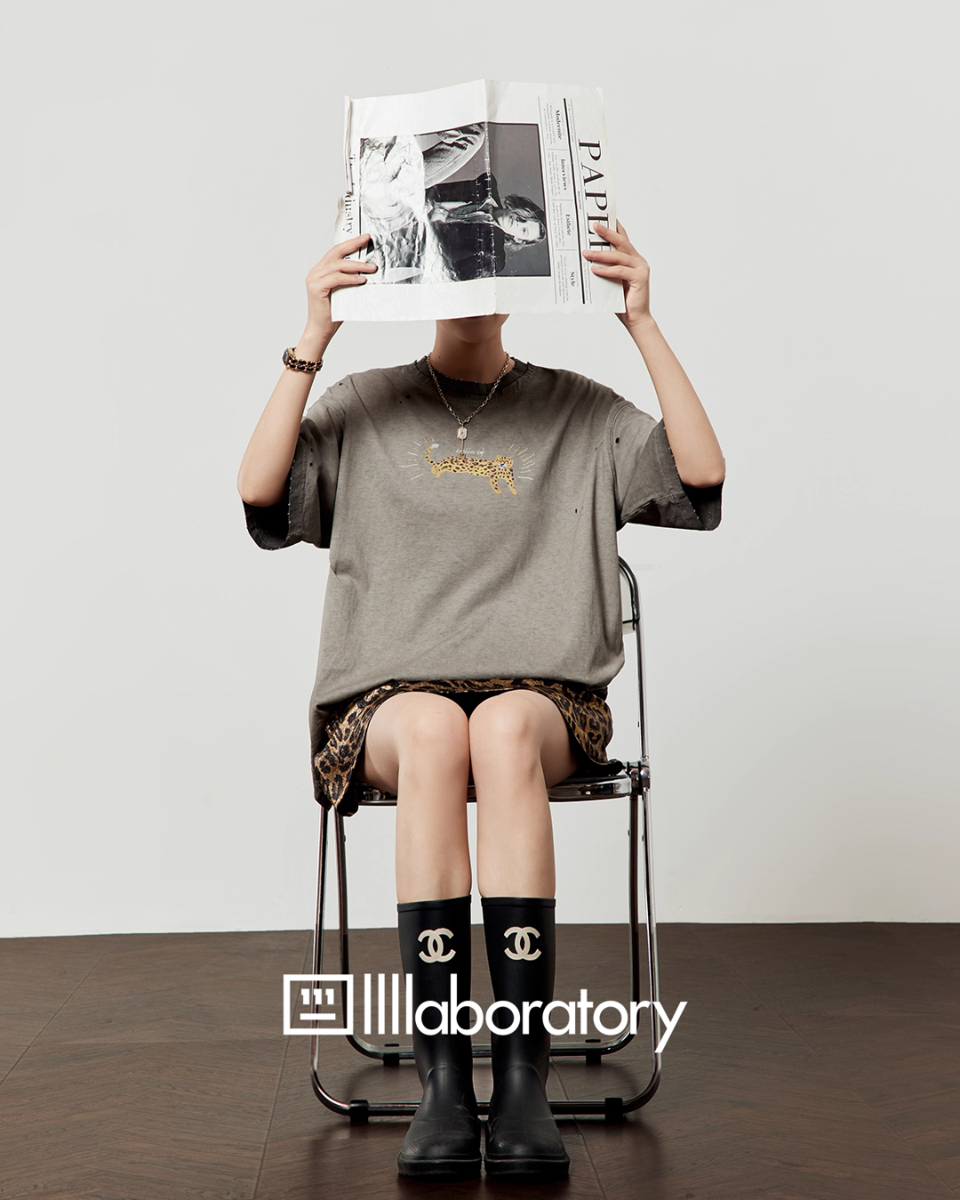 Tiger Print Short Sleeve T-Shirt / Leopard Mini Skirt LLA0504