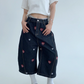Heart Embroidery Design Wide Denim Pants YLS0851