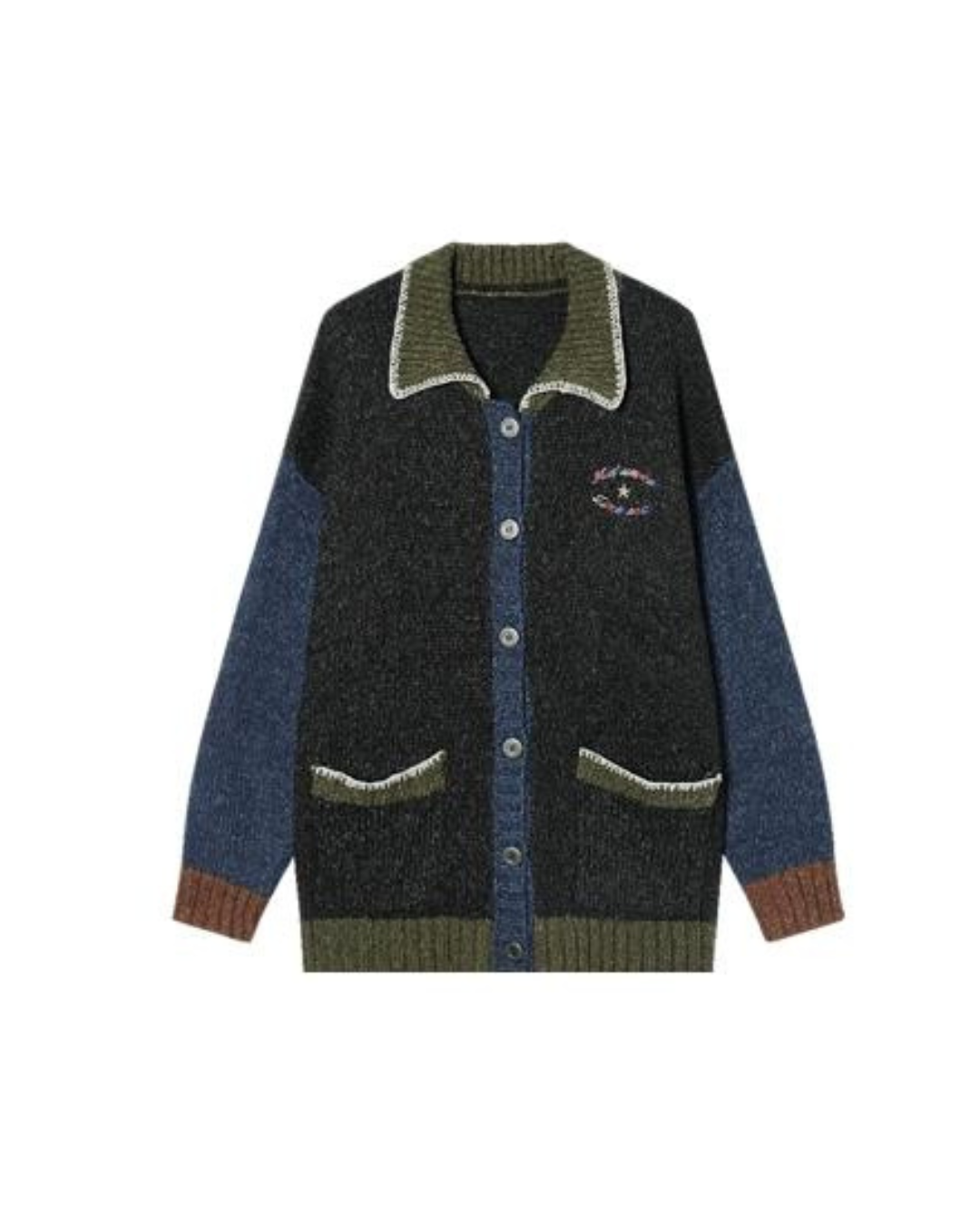 Contrast Color Knit Jacket IMO0111