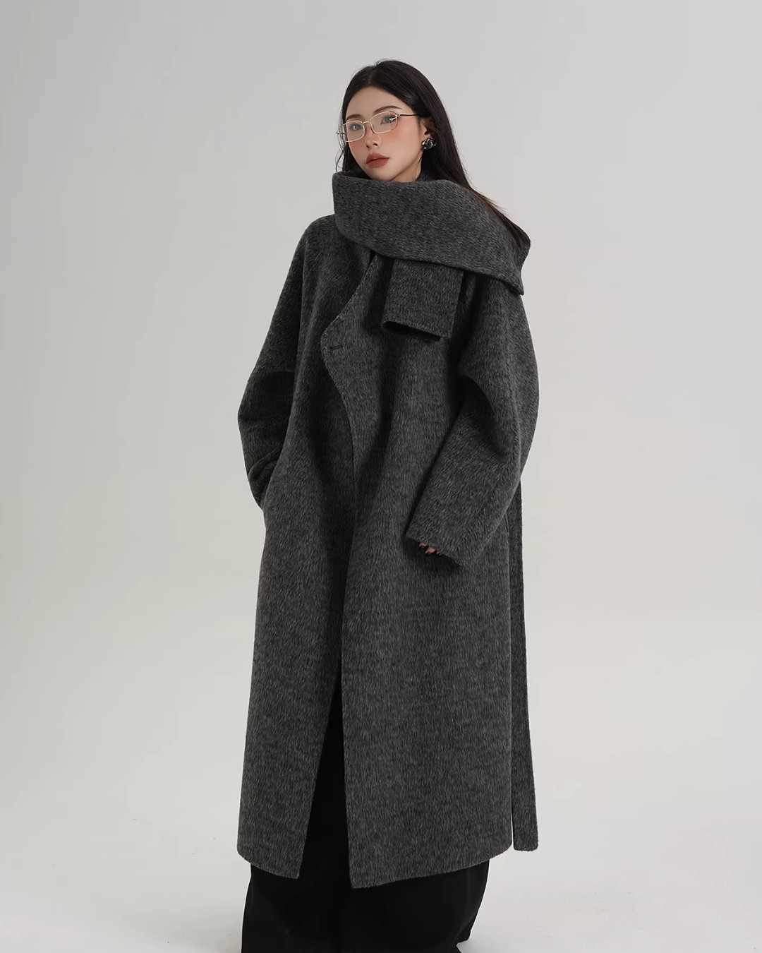 Scarf Design Long Wool Coat SRS0409