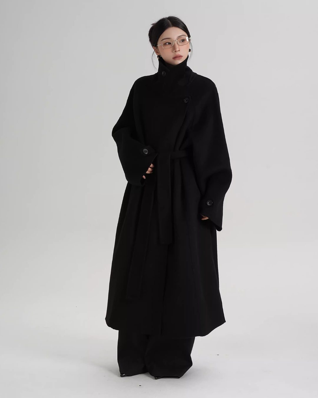 Stand Collar Long Loose Wool Coat SRS0361