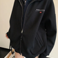 Labeled Button Double Zip Hoodie YLS1076