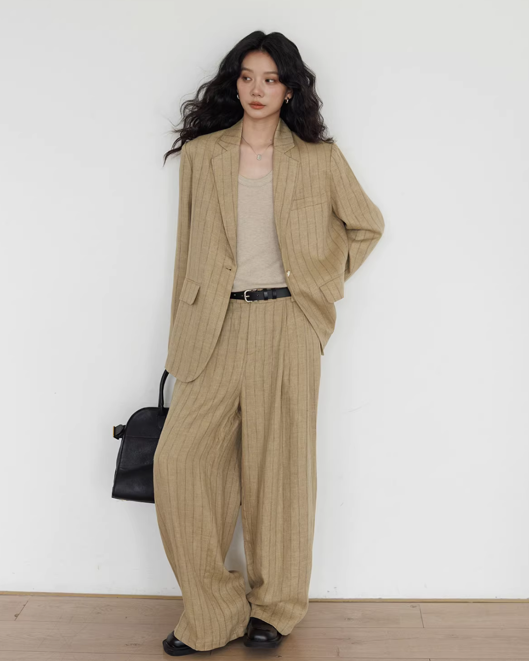 Stripe Design Blazer Jacket / Casual Wide Pants VAS0189