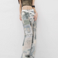 News Paper Print Wide Pants KNH0005