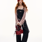 Half Button Border Top / Wide-Leg Denim Overalls ASG0053