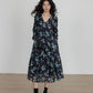 V-Neck Linen Print Elegant Dress VAS0151