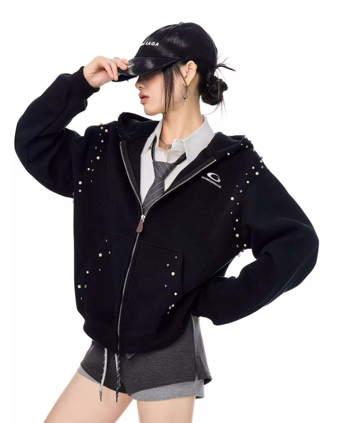 Pearl Design Zip Hoodie ICM0092