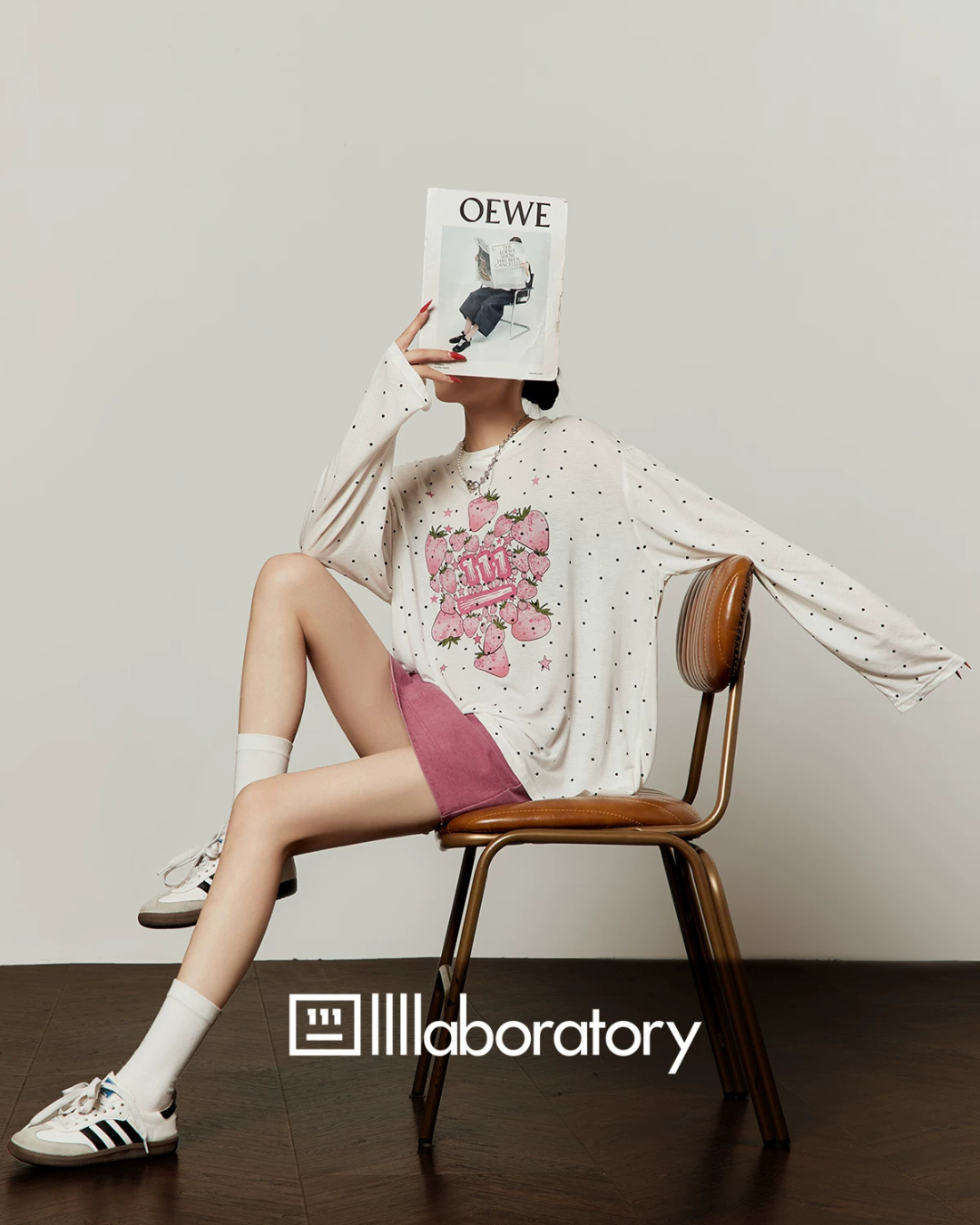 Casual Printed Long-Sleeve T-Shirt / A-line Mini Skirt LLA0664