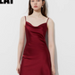 Satin Flare Strap Dress DPY0003