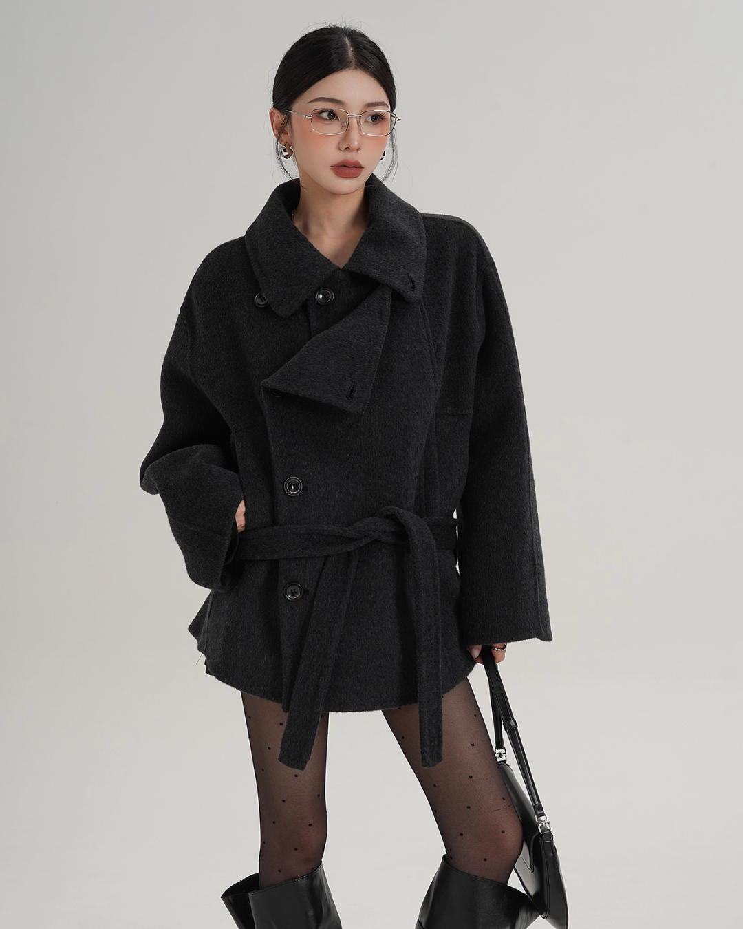Stand Collar Wool Trench Coat SRS0376