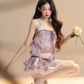 French Purple Frill Dress LAS0021