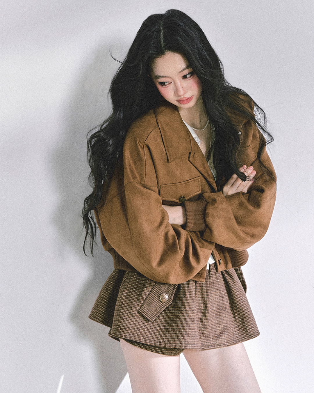 Wool Blazer Jacket/Mini Skirt/Frill Lace Blouse LAS0042