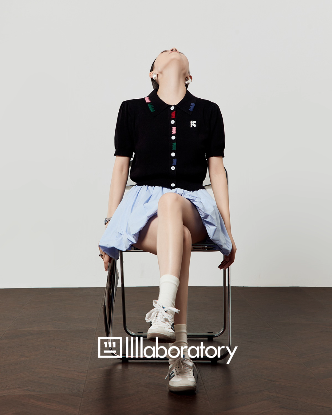 Black Knit Top / Balloon Mini Skirt LLA0495