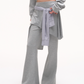 Stripe Lace Frill Off Shoulder Top / Flare Pants ASG0065