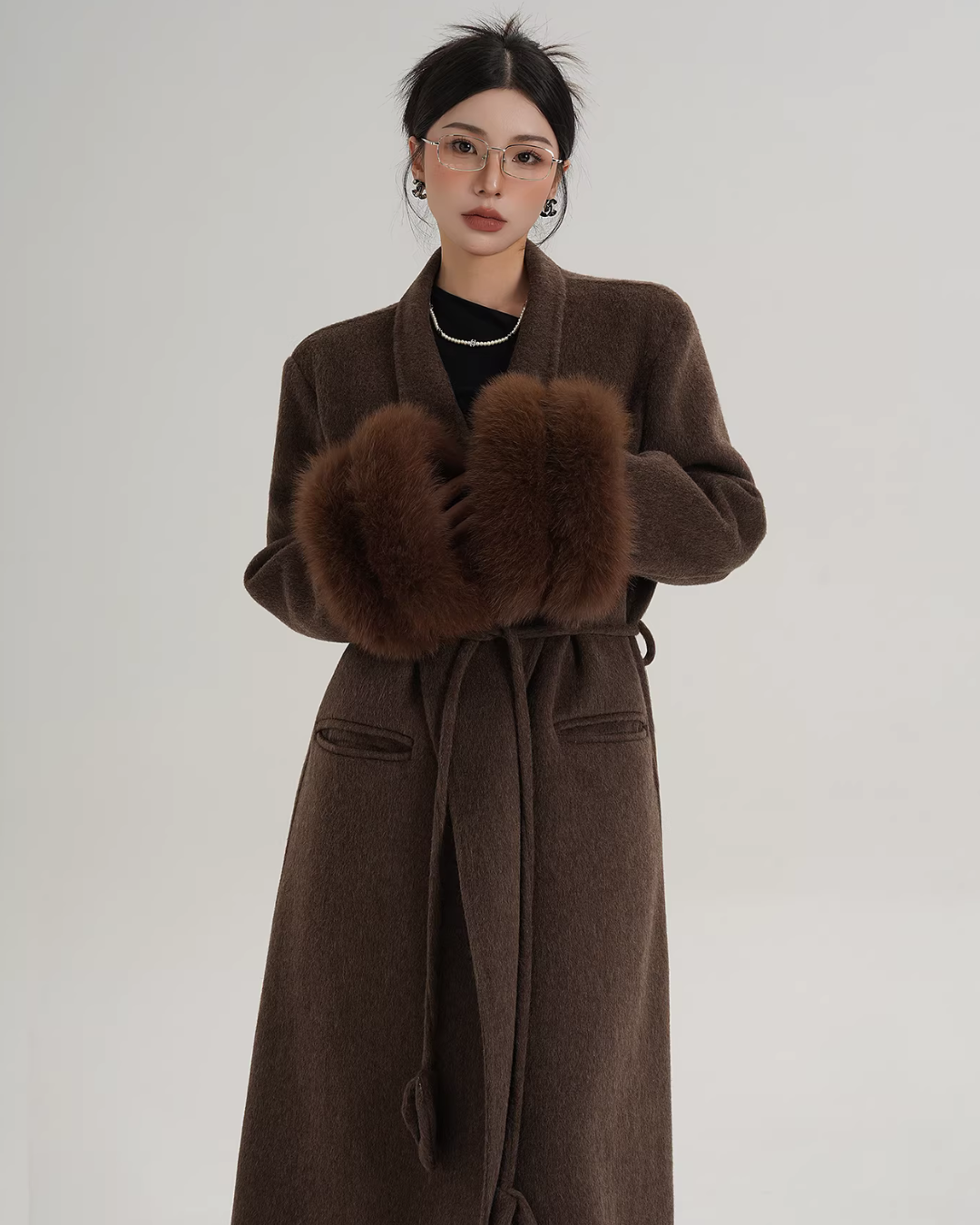 Fur Cuff Long Coat SRS0403