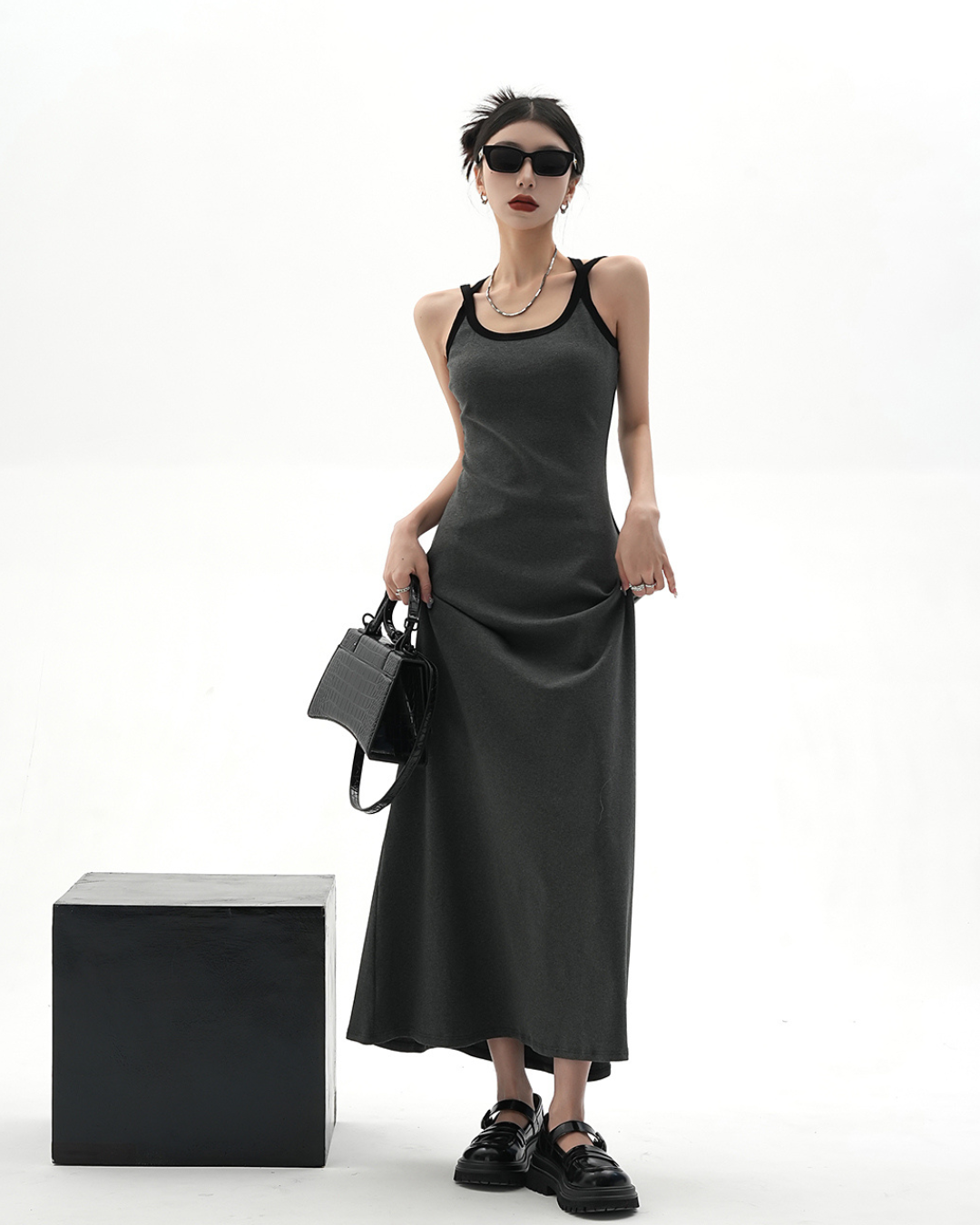 Street Slim Black Camisole Dress SRS0001