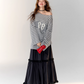 Number Logo Long Sleeve Top / Plaid Maxi Skirt  ASG0002