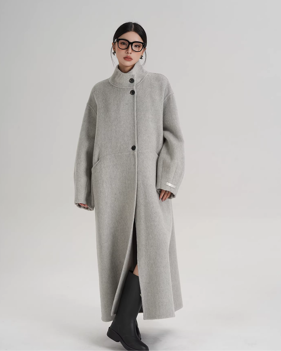 Mock Neck Long Coat SRS0413
