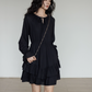 Round Neck Linen Long Sleeve Dress VAS0152