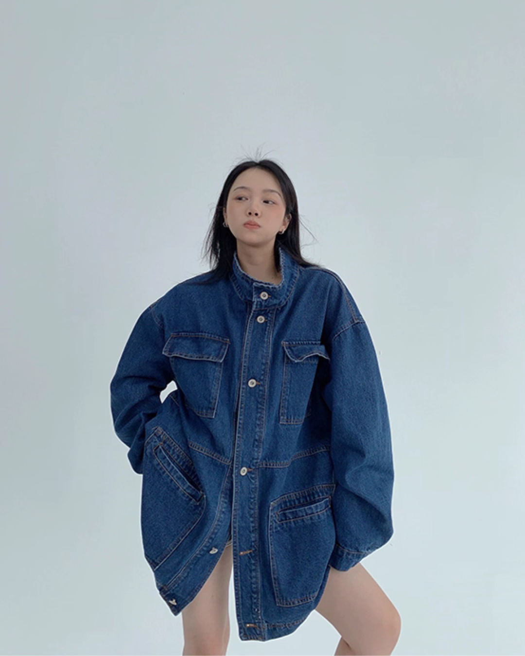 Stand Collar Loose Denim Jacket YLS0980