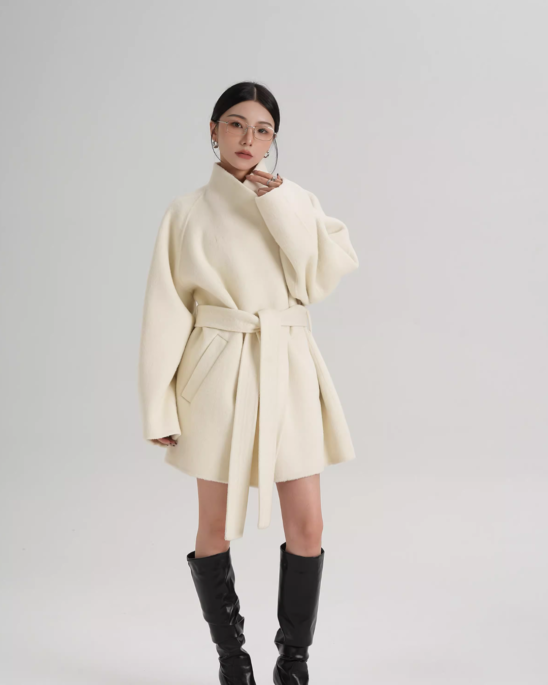 Mid Length Belted Wool Coat SRS0363