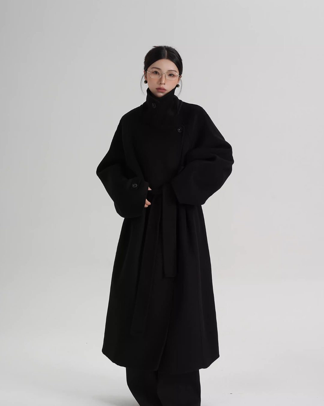 Stand Collar Long Loose Wool Coat SRS0361