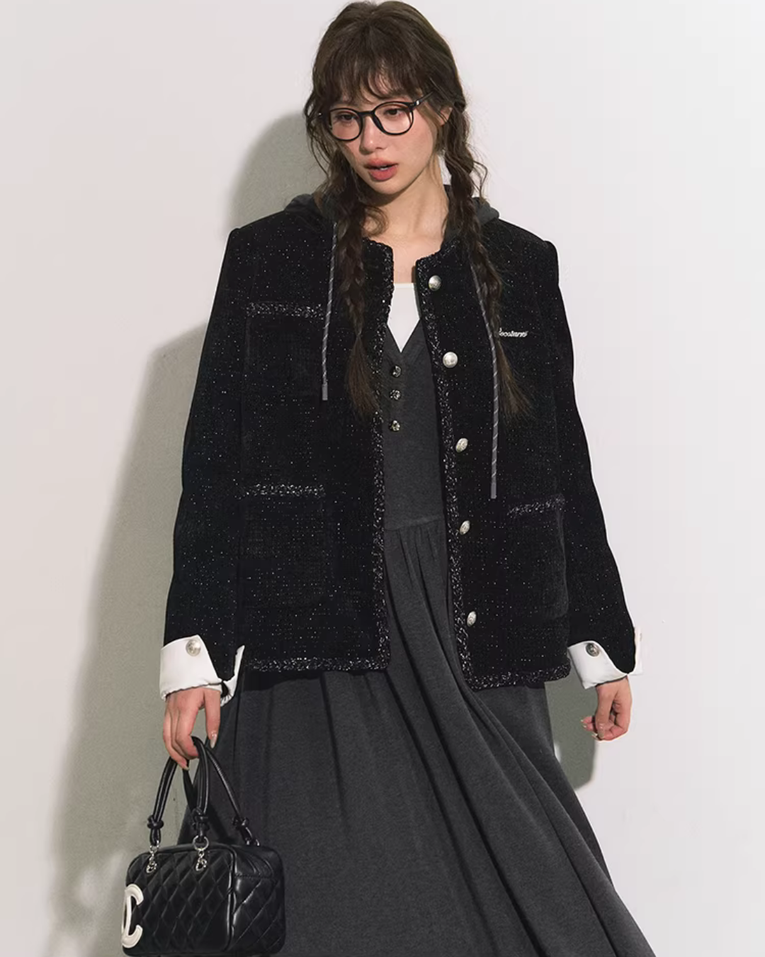 Silver Button Tweed Jacket RCR0011