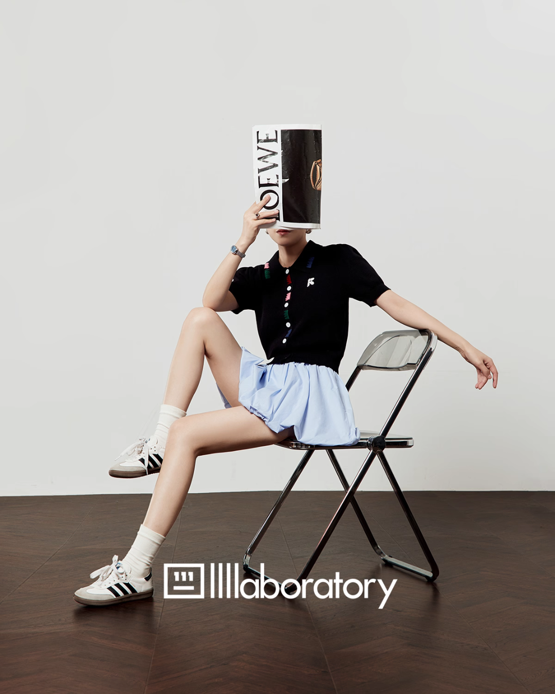 Black Knit Top / Balloon Mini Skirt LLA0495