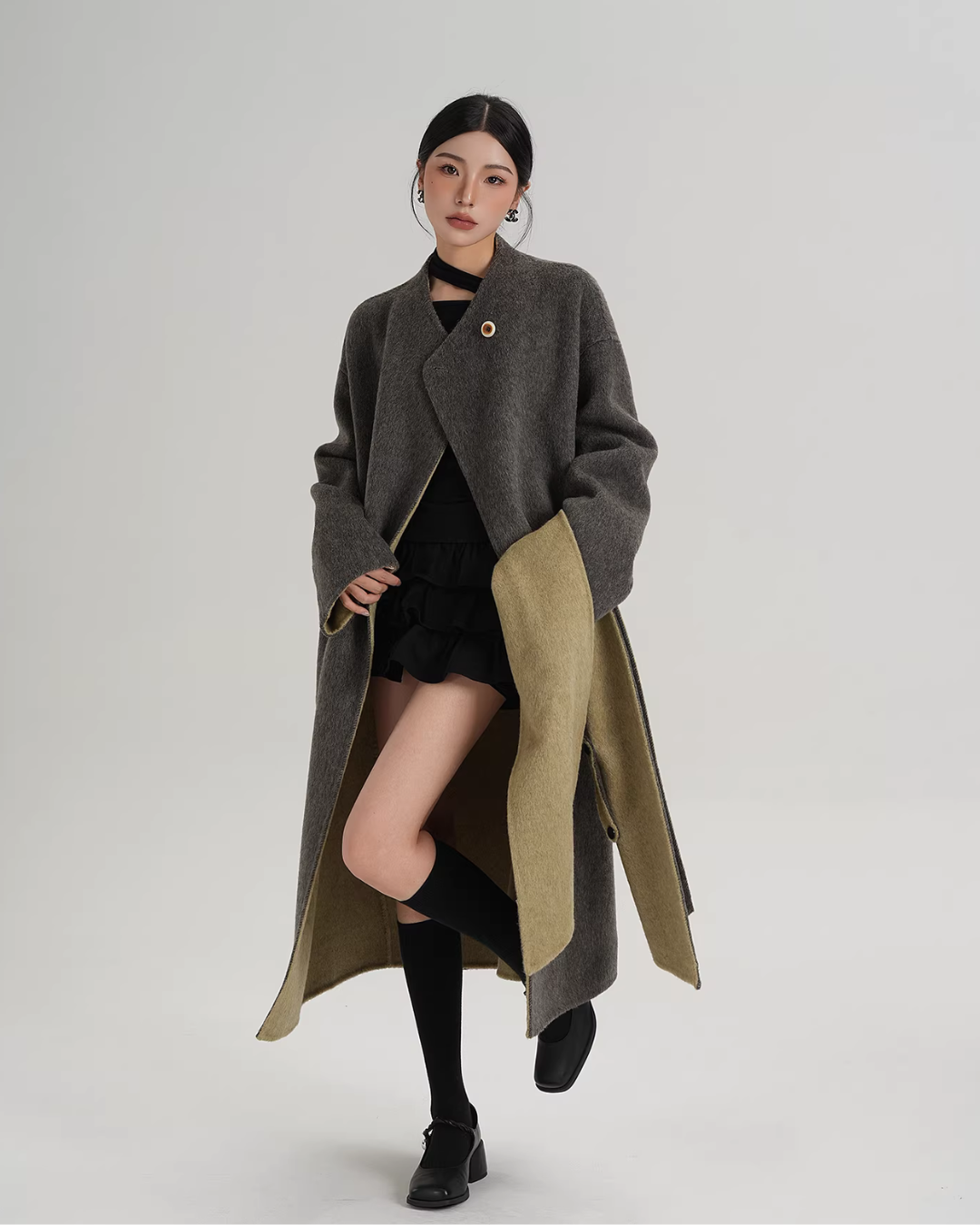Scarf Collarless Coat SRS0412