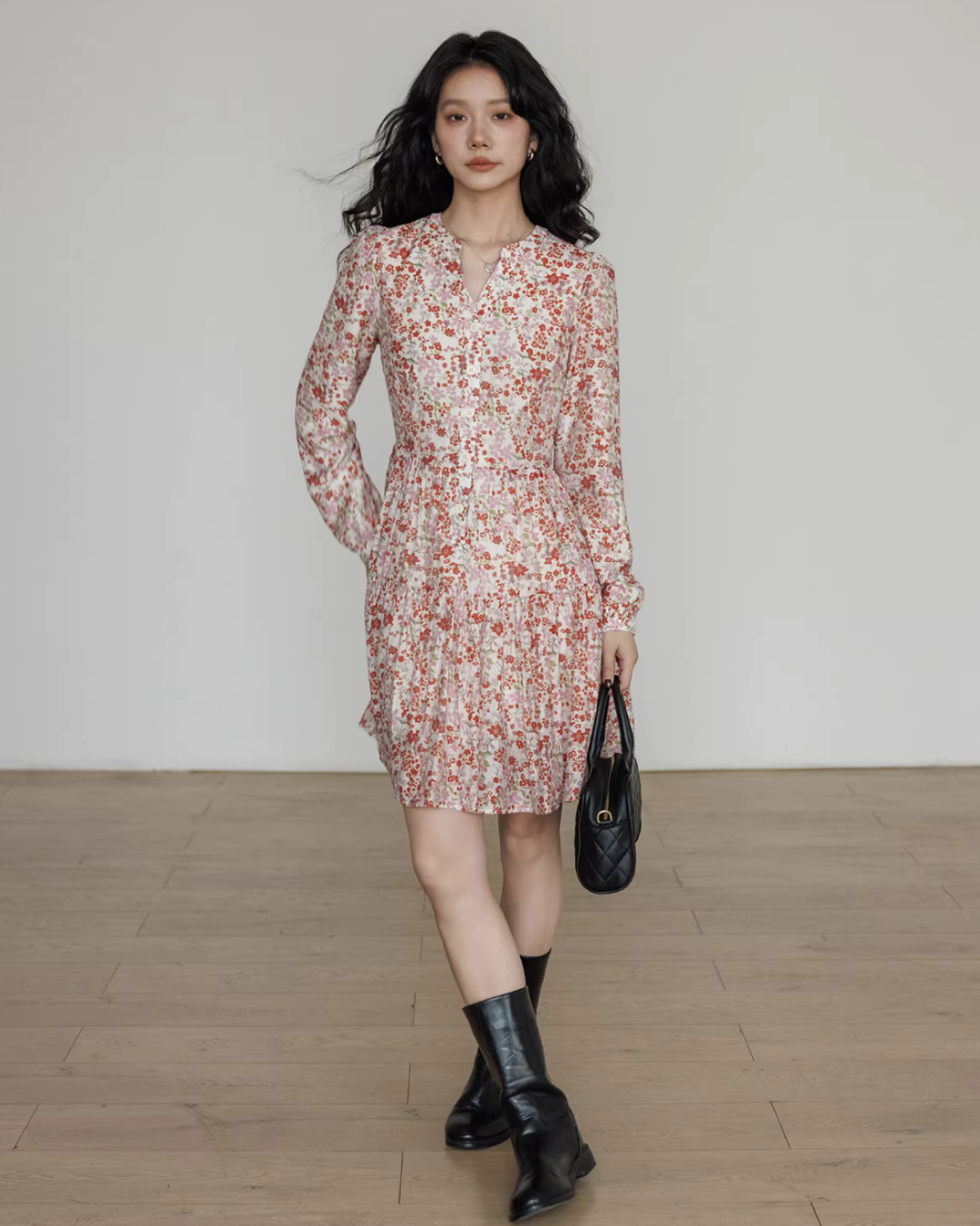V-Neck Floral Dress VAS0193