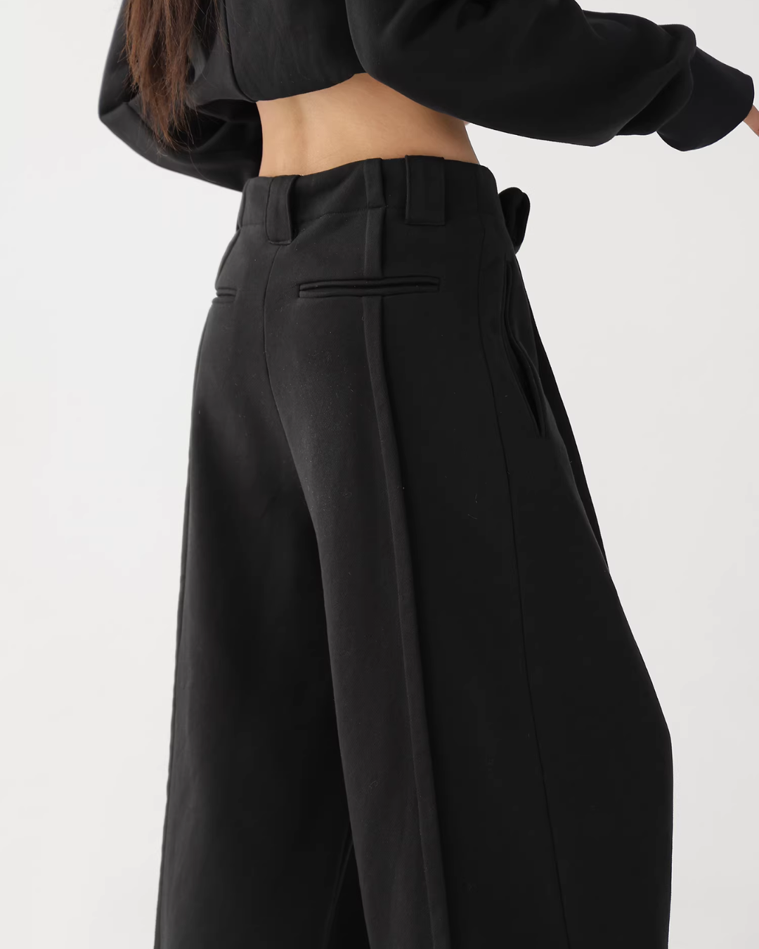 Stand Collar Cropped Jacket/Casual Wide Pants ACS0360