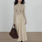 Mock Neck Top Docking Flare Skirt VAS0183