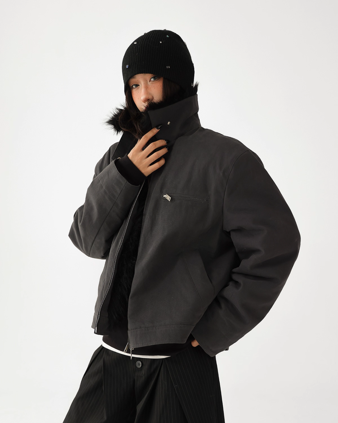 Fur Collar Quilted Jacket ACS0340