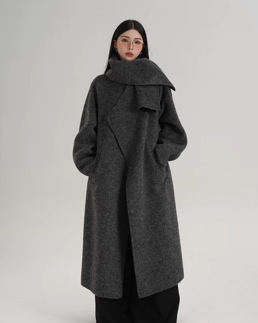 Scarf Design Long Wool Coat SRS0409