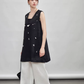 V-Neck Linen Sleeveless / Straight Linen Wide Pants TEO0012
