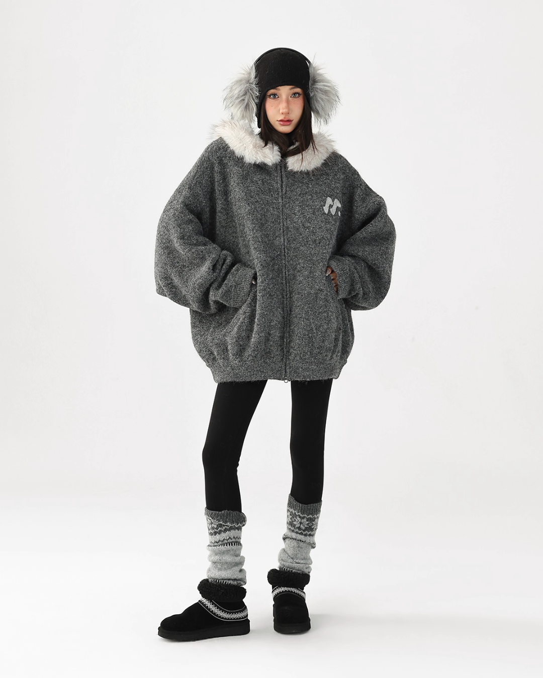 Fur Hood Knit Hoodie ACS0344