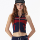 V-Neck Halter Neck Polo & Sports Mini Skirt VSE0063