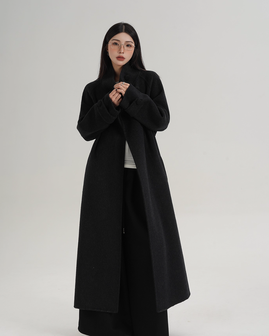 Stand Collar Paid Long Coat SRS0391
