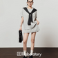 Light Gray Short Sleeve Top / Mini Skirt LLA0450