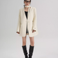 Collarless Wool Coat with Choker SRS0393