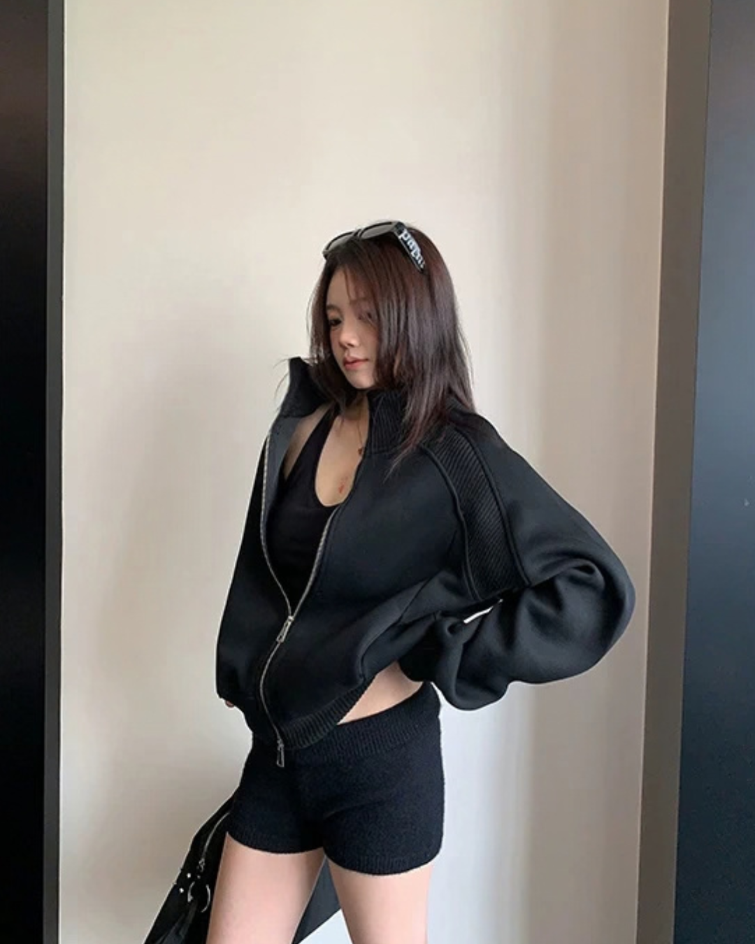 Rib-Knit Switch Zip-Up Blouson YLS1056