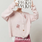 Heart Patch Shaggy Knit Cardigan / Pink Mini Skirt LLA0592