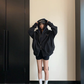Labeled Button Double Zip Hoodie YLS1076