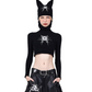 Cat Ears Cropped Slim Tops PPK0120