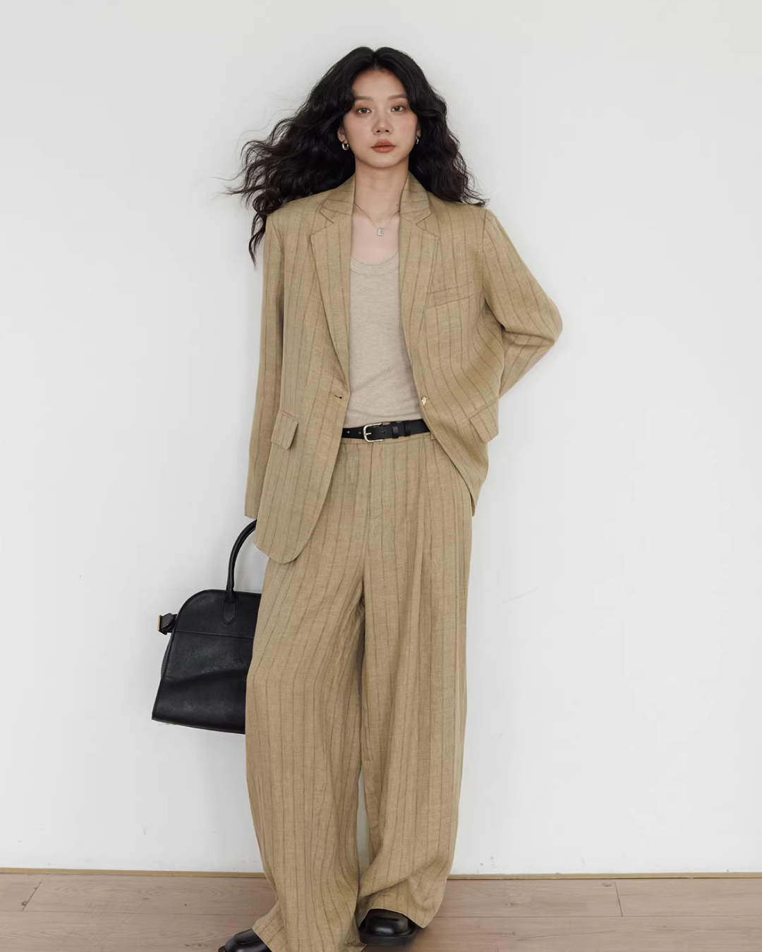 Stripe Design Blazer Jacket / Casual Wide Pants VAS0189