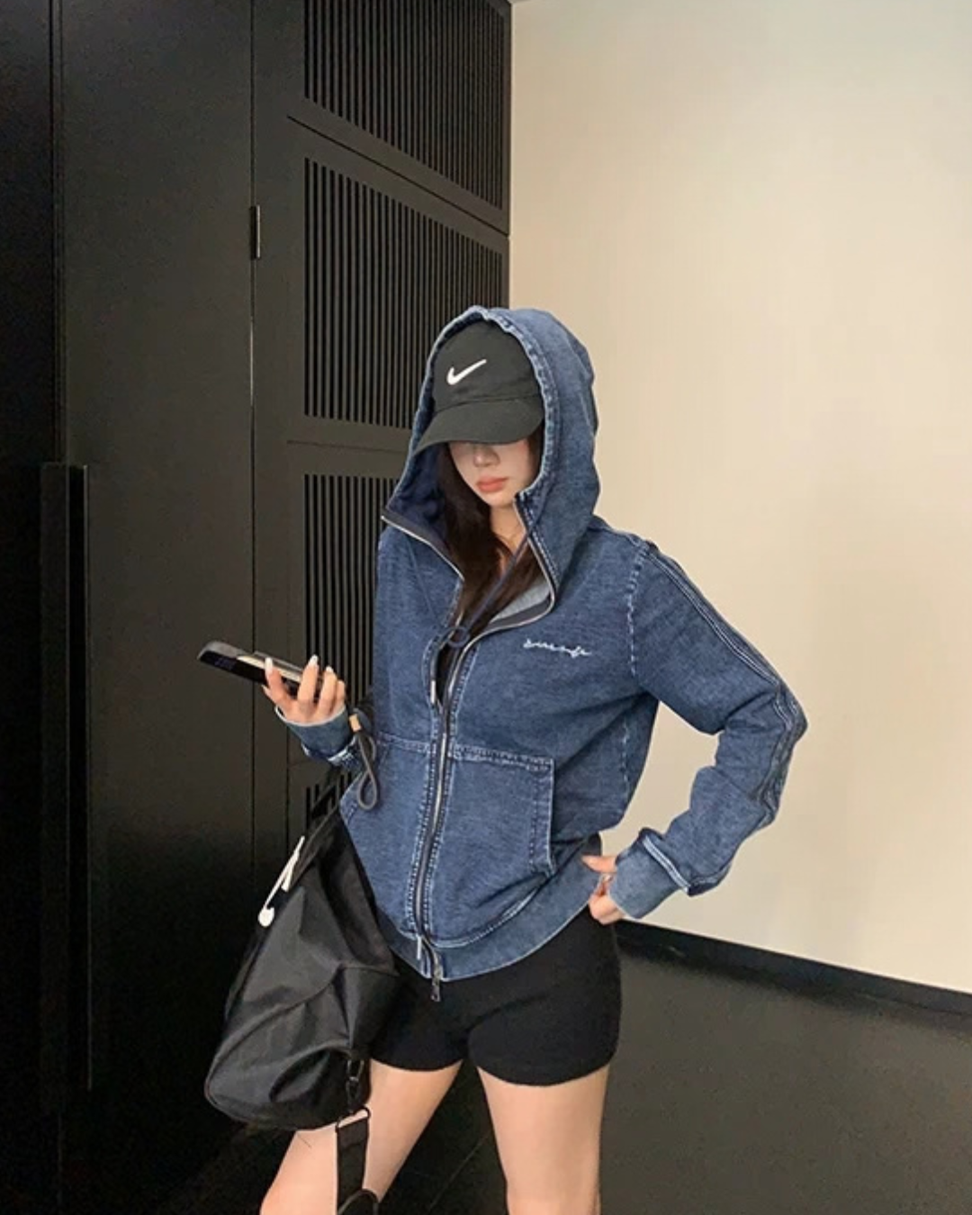 Denim Zip-Up Hoodie YLS1041